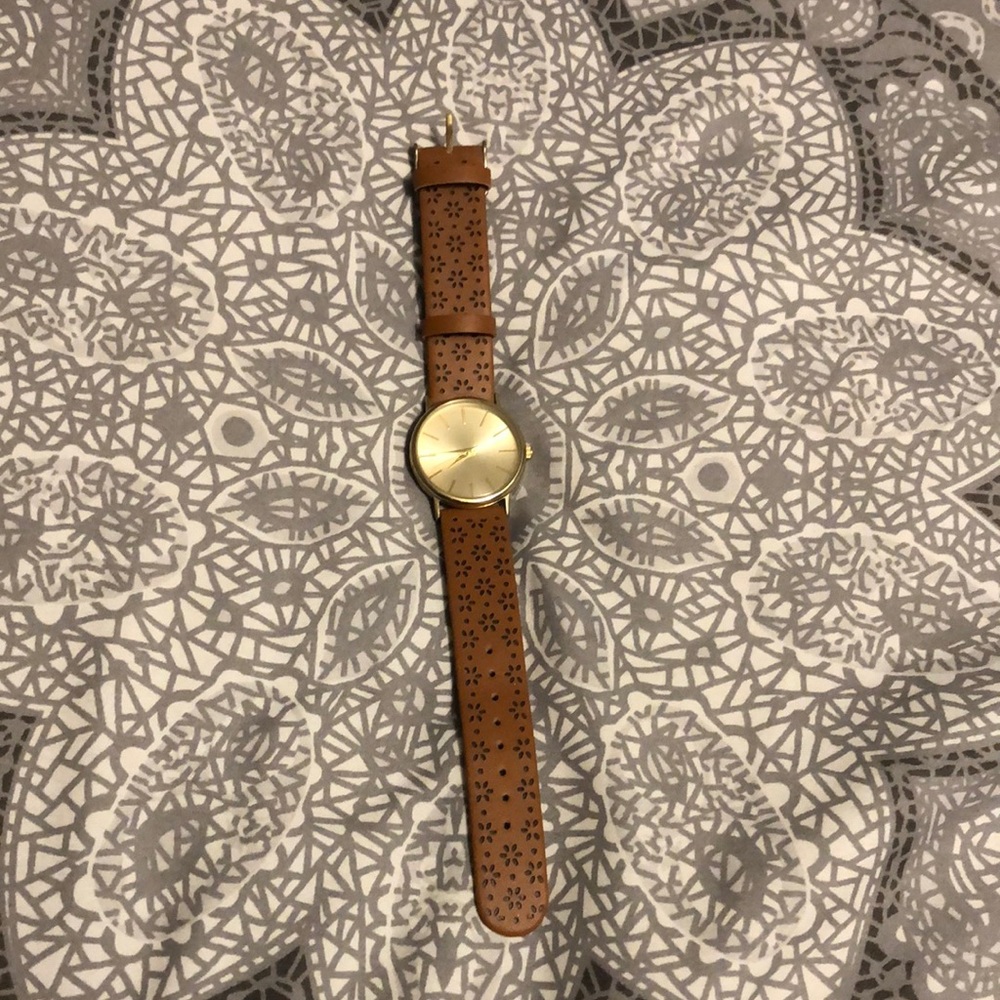 Tan & gold watch